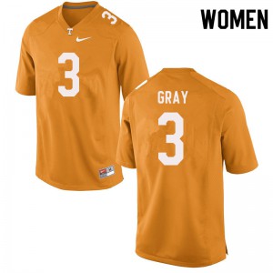 Womens Eric Gray Orange Tennessee Vols #3 Player Jersey
