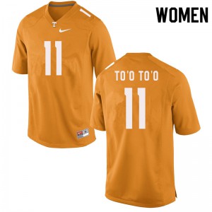 Womens Henry To'o To'o Orange Tennessee #11 Stitch Jerseys