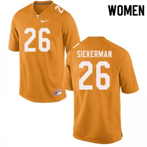Womens JT Siekerman Orange Tennessee Vols #26 Embroidery Jerseys
