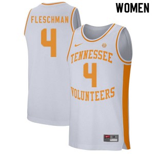 Womens Jacob Fleschman White Tennessee Vols #4 University Jerseys