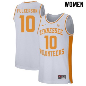 Womens John Fulkerson White Tennessee #10 Embroidery Jersey