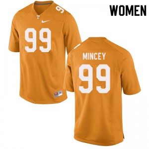 Women John Mincey Orange Tennessee #99 Stitched Jerseys