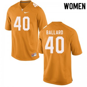 Womens Matt Ballard Orange Tennessee Vols #40 Player Jerseys