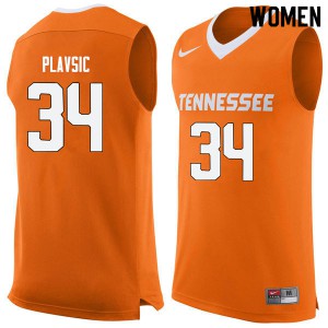 Women's Uros Plavsic Orange Vols #34 Basketball Jersey