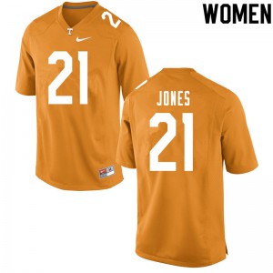Women's Bradley Jones Orange Tennessee #21 Stitched Jersey