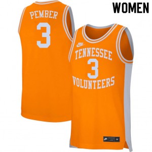 Womens Drew Pember Orange Tennessee Vols #3 College Jersey