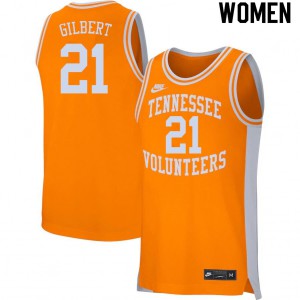 Women Kent Gilbert Orange Tennessee Vols #21 Embroidery Jersey