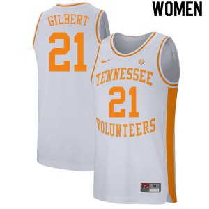 Women's Kent Gilbert White Tennessee Vols #21 Official Jersey