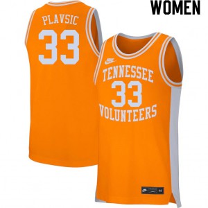 Women's Uros Plavsic Orange Tennessee Volunteers #33 Embroidery Jersey