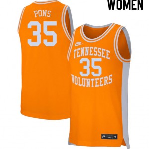 Womens Yves Pons Orange Tennessee Vols #35 Stitched Jersey
