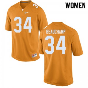 Women's Deontae Beauchamp Orange UT #34 University Jersey