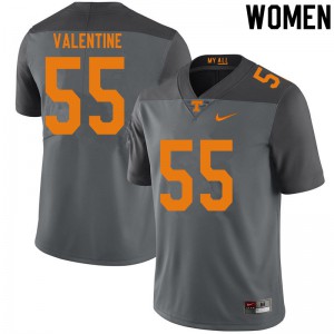Womens Eunique Valentine Gray Tennessee Vols #55 NCAA Jersey