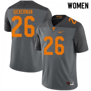 Womens J.T. Siekerman Gray UT #26 NCAA Jersey