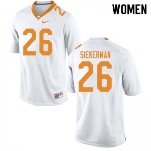 Women J.T. Siekerman White Tennessee #26 University Jerseys
