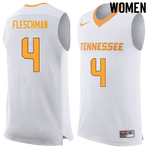 Womens Jacob Fleschman White Tennessee #4 NCAA Jerseys