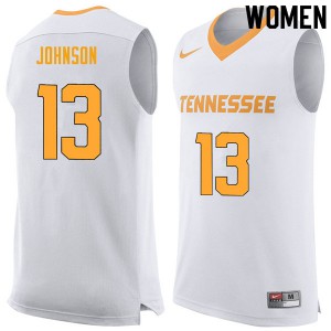 Women's Jalen Johnson White Vols #13 Basketball Jerseys