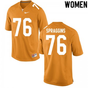 Womens Javontez Spraggins Orange Tennessee Vols #76 Football Jersey
