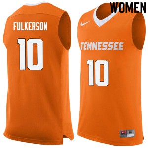 Womens John Fulkerson Orange Vols #10 Official Jersey