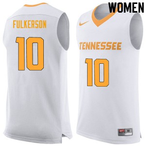 Women's John Fulkerson White Tennessee Volunteers #10 NCAA Jersey