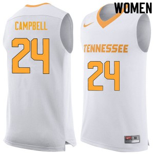 Women Lucas Campbell White Vols #24 NCAA Jerseys