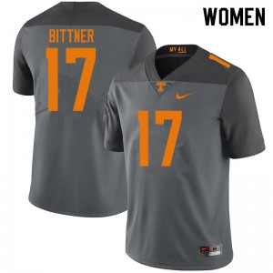 Women's Michael Bittner Gray Tennessee Vols #17 Football Jerseys
