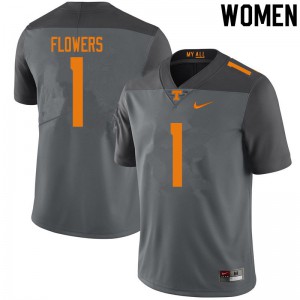 Womens Trevon Flowers Gray Tennessee #1 Embroidery Jerseys