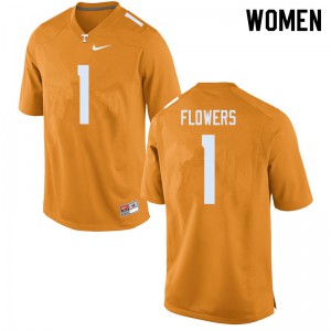 Women's Trevon Flowers Orange Vols #1 Stitched Jerseys