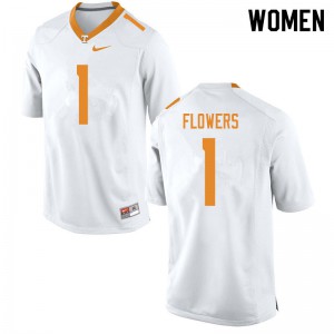 Women Trevon Flowers White UT #1 Official Jerseys