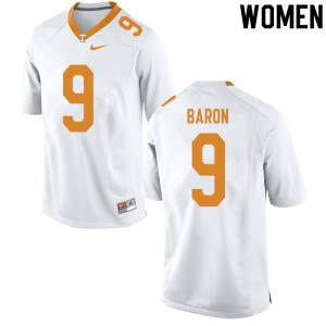 Women's Tyler Baron White Tennessee Vols #9 Embroidery Jersey