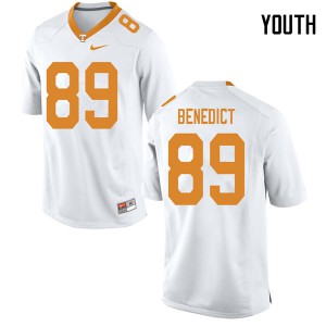Youth Brandon Benedict White Vols #89 Embroidery Jersey