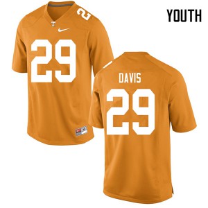 Youth Brandon Davis Orange Tennessee Vols #29 College Jersey