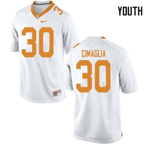 Youth Brent Cimaglia White Tennessee #30 Football Jerseys