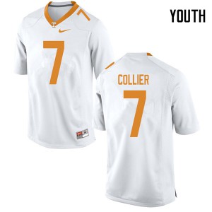 Youth Bryce Collier White Tennessee Volunteers #7 Embroidery Jerseys