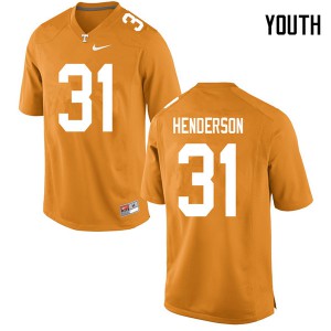 Youth D.J. Henderson Orange Tennessee Vols #31 Embroidery Jerseys