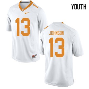 Youth Deandre Johnson White Tennessee Vols #13 Embroidery Jersey