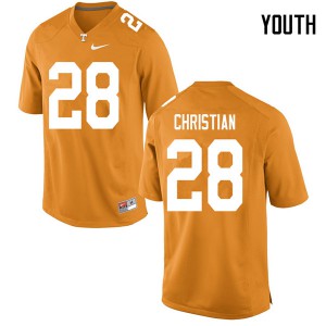 Youth James Christian Orange Tennessee #28 Stitch Jerseys
