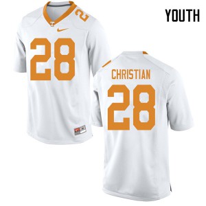 Youth James Christian White Tennessee Volunteers #28 College Jerseys