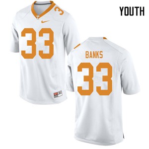 Youth Jeremy Banks White Tennessee Volunteers #33 Official Jerseys