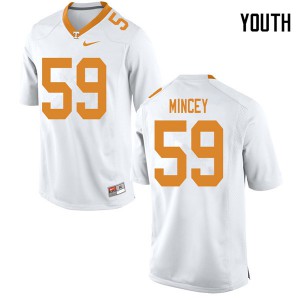 Youth John Mincey White Tennessee Volunteers #59 Stitch Jerseys