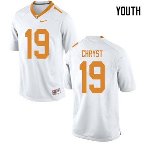 Youth Keller Chryst White Tennessee Volunteers #19 College Jersey