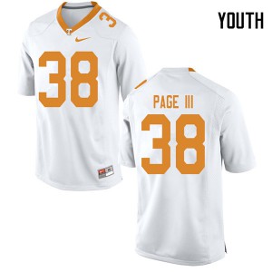 Youth Solon Page III White Vols #38 NCAA Jerseys