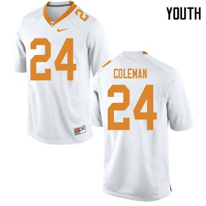 Youth Trey Coleman White Vols #24 NCAA Jersey