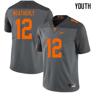 Youth Zack Weatherly Gray Tennessee Vols #12 NCAA Jersey