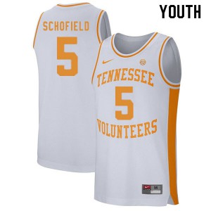 Youth Admiral Schofield White Tennessee #5 Embroidery Jerseys