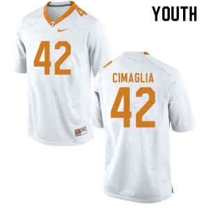 Youth Brent Cimaglia White Vols #42 NCAA Jersey
