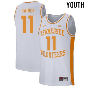 Youth Davonte Gaines White Tennessee Vols #11 Basketball Jerseys