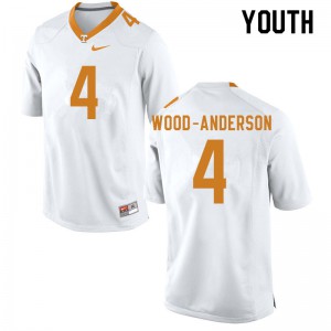 Youth Dominick Wood-Anderson White Vols #4 University Jerseys