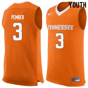 Youth Drew Pember Orange UT #3 Stitch Jersey