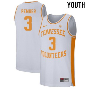 Youth Drew Pember White Tennessee Vols #3 Official Jerseys