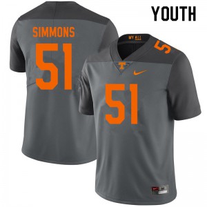 Youth Elijah Simmons Gray Vols #51 Football Jerseys
